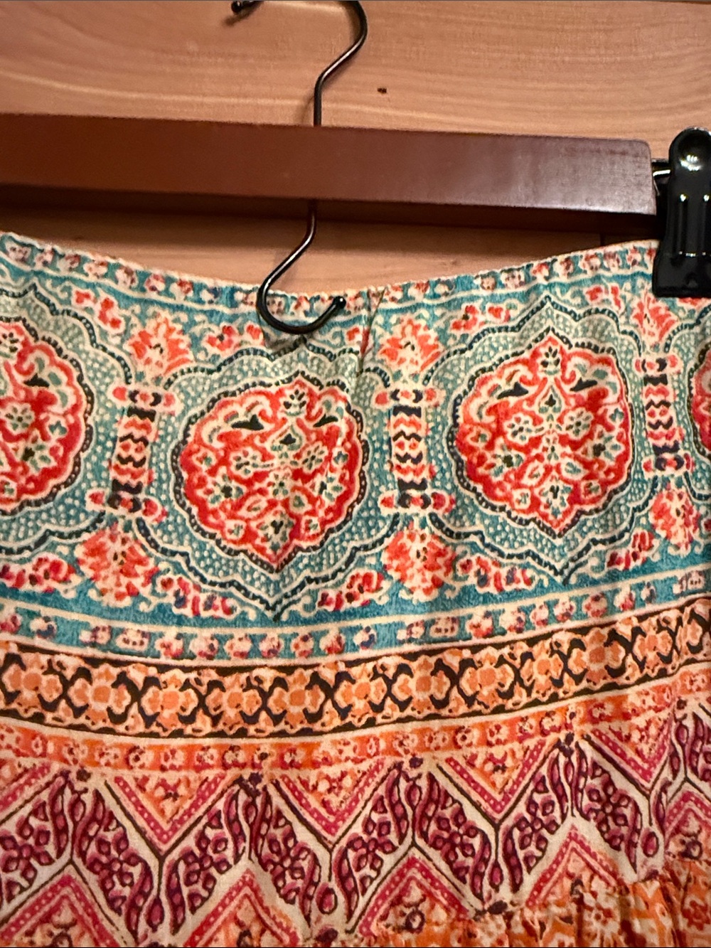 Lauren Ralph Lauren Orange Teal Printed Midi Skirt and matching Blouse - Picture 10 of 10